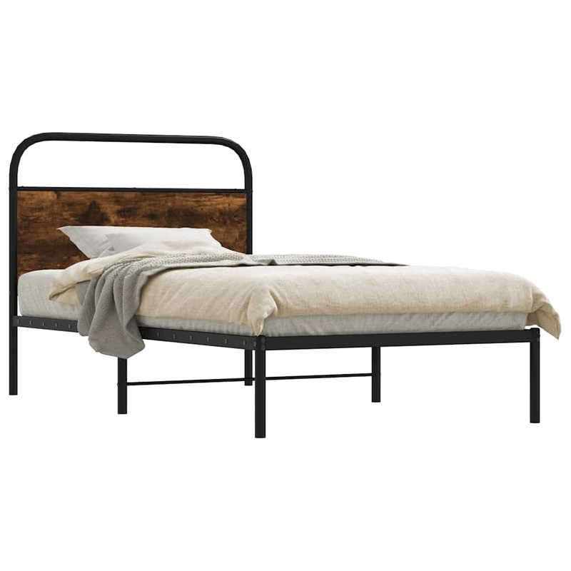 Cadre de lit sans matelas 100x190 cm chne fum bois ingnierie