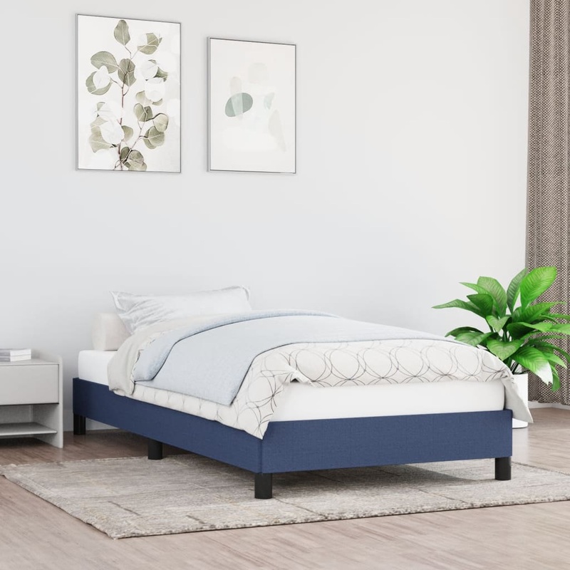 Cadre de lit sans matelas bleu 90x200 cm tissu