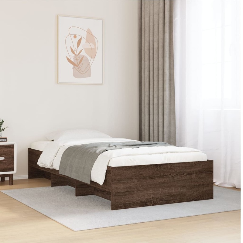Cadre de lit sans matelas chne marron 90x190cm bois ingnierie