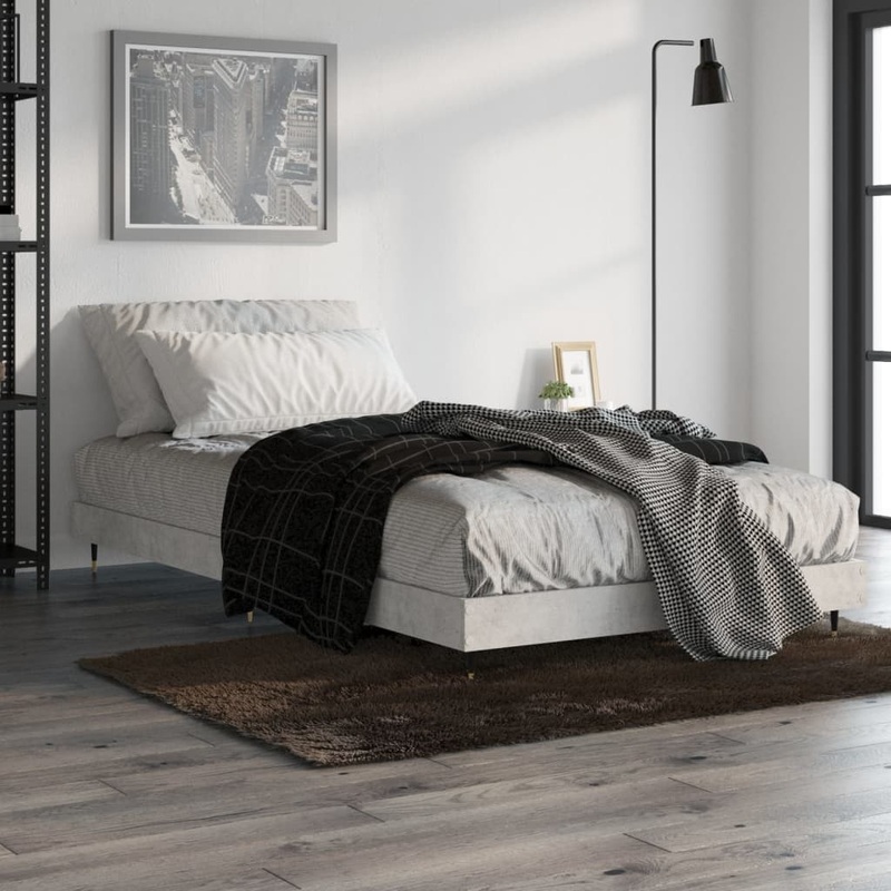 Cadre de lit sans matelas gris bton 90x190 cm