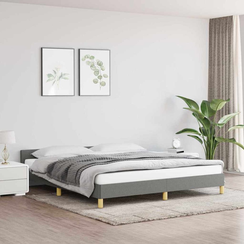 Cadre de lit sans matelas gris fonc 160x200 cm tissu
