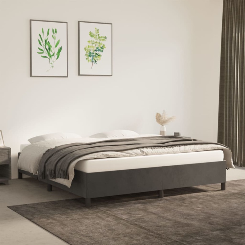 Cadre de lit sans matelas gris fonc 180x200 cm velours