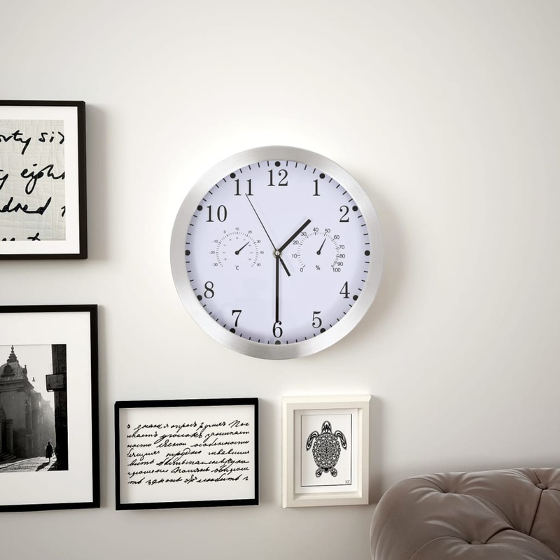 Horloge murale  quartz Hygromtre et thermomtre 30 cm Blanc