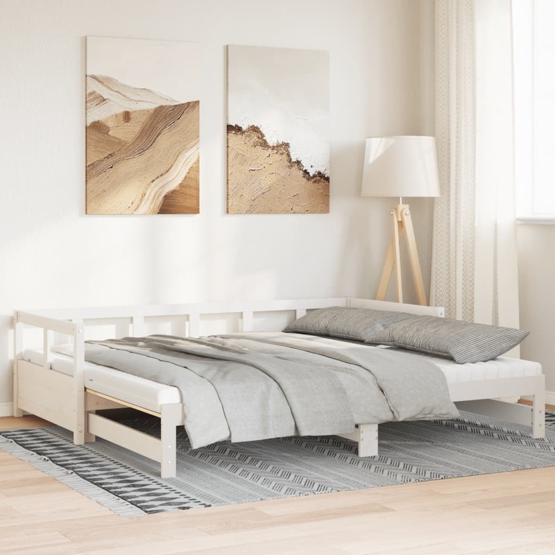 Lit de jour et lit gigogne et matelas 80x200 cm bois pin massif