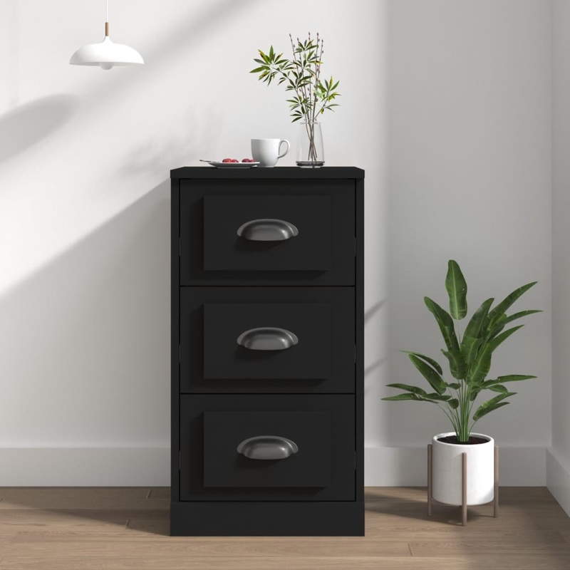 Buffet noir 36x35,5x67,5 cm bois d'ingnierie