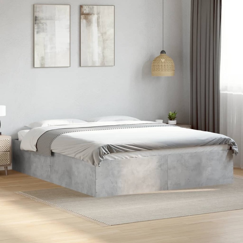 Cadre de lit sans matelas gris bton 150x200 cm