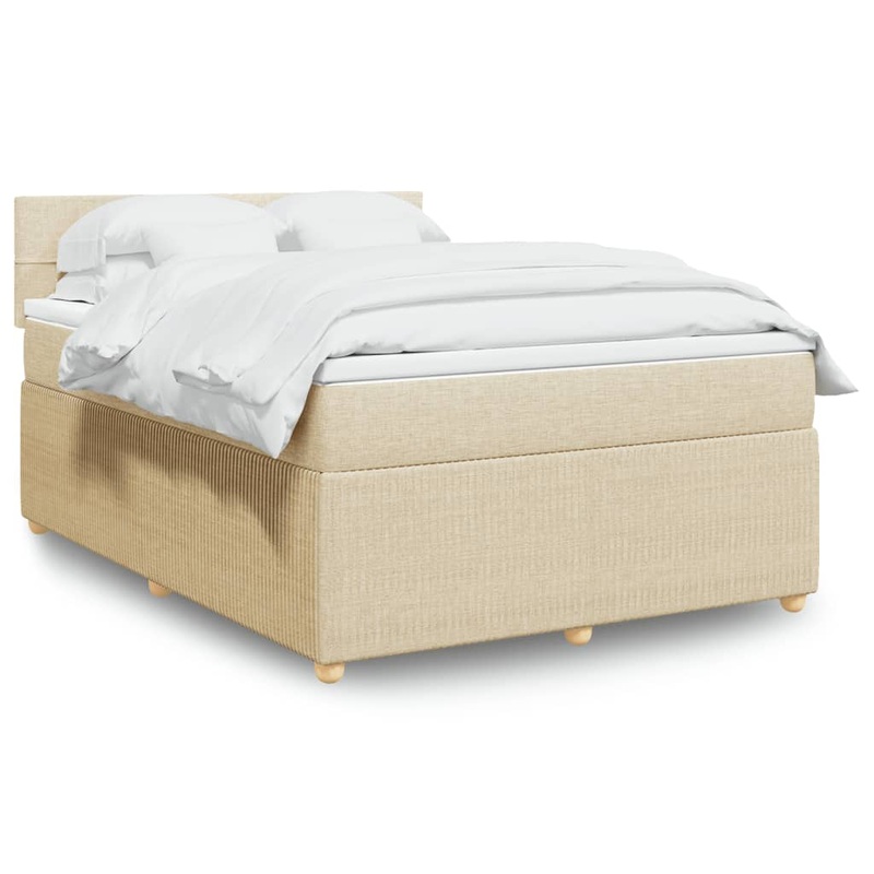 Sommier  lattes de lit avec matelas Crme 140x190 cm Tissu