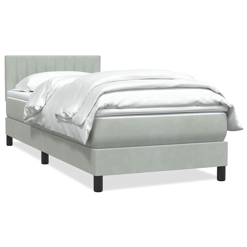 Sommier  lattes de lit et matelas gris clair 100x220cm velours