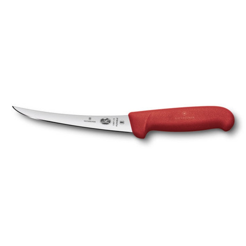 Victorinox Boning Knife,15cm Curved,Flexible Narrow Blade,Fibrox Red