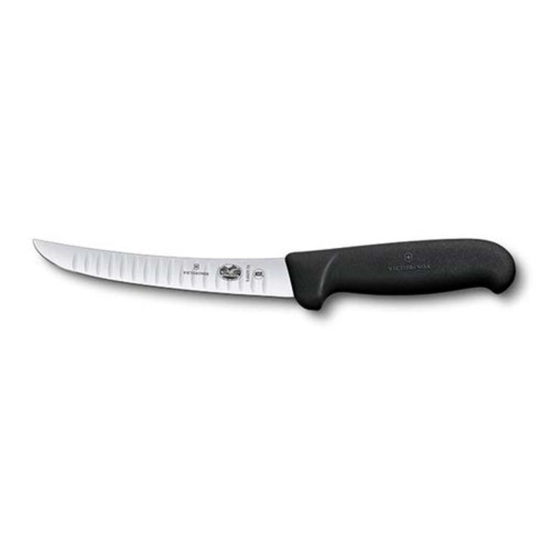 Victorinox Boning Knife,15cm Curved Fluted Blade,Fibrox - Black