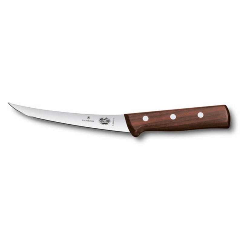 Victorinox Boning Knife,15cm Curved,Narrow Blade,American Handle - Wood