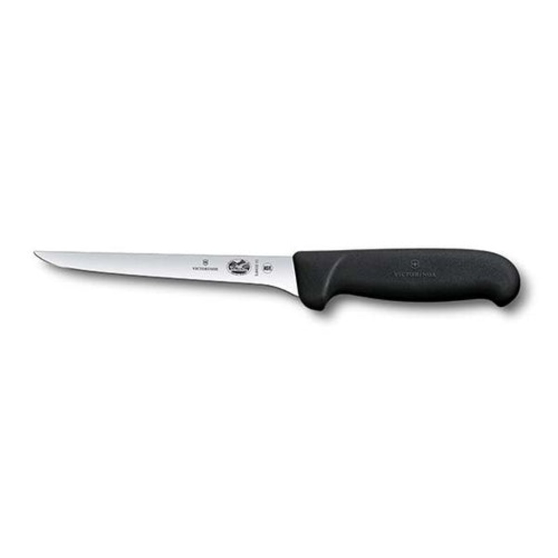 Victorinox Boning Knife,15cm Straight,Narrow Blade,Fibrox - Black