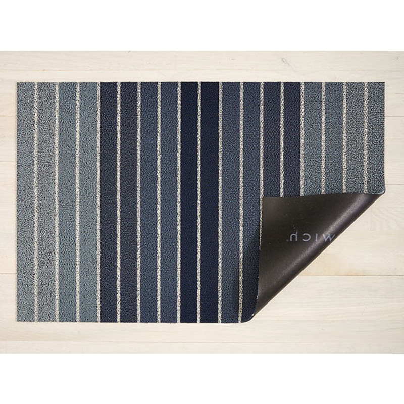 Chilewich Block Stripe Shag Rug in Denim