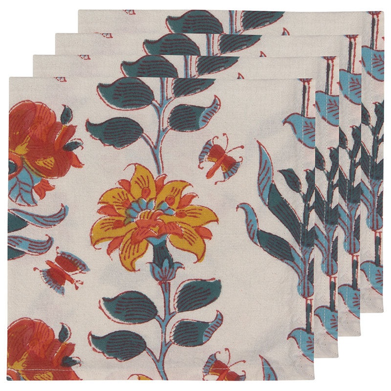 Danica Heirloom Set of 4 Block Print Napkins