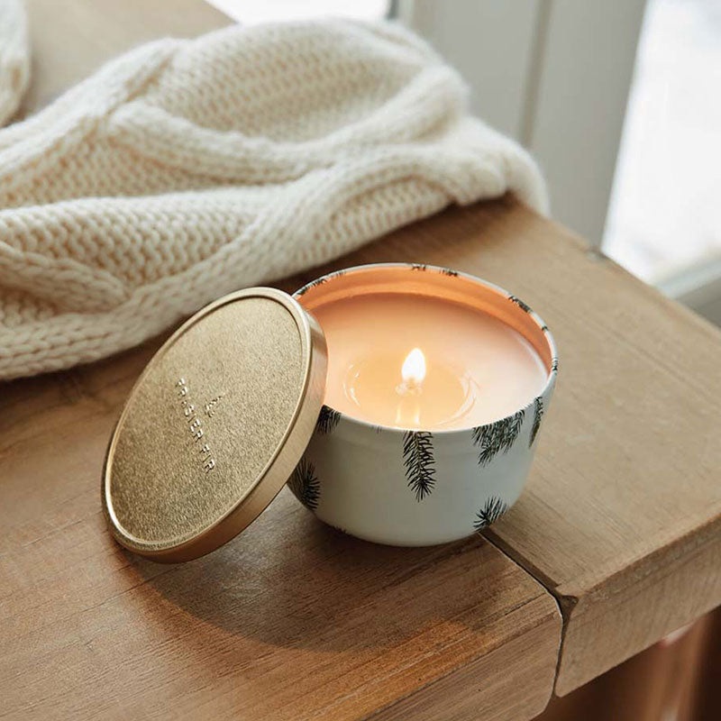 Thymes Frasier Fir Candle Tin with Gold Lid