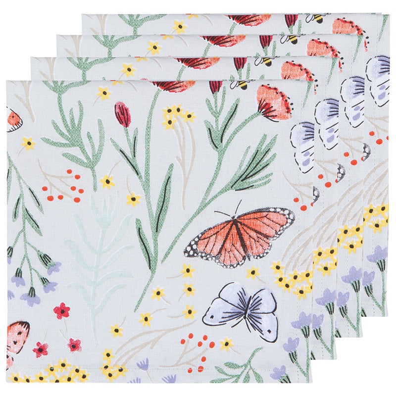Now Designs Set of 4 Morning Meadow Printed Dinner Napkins