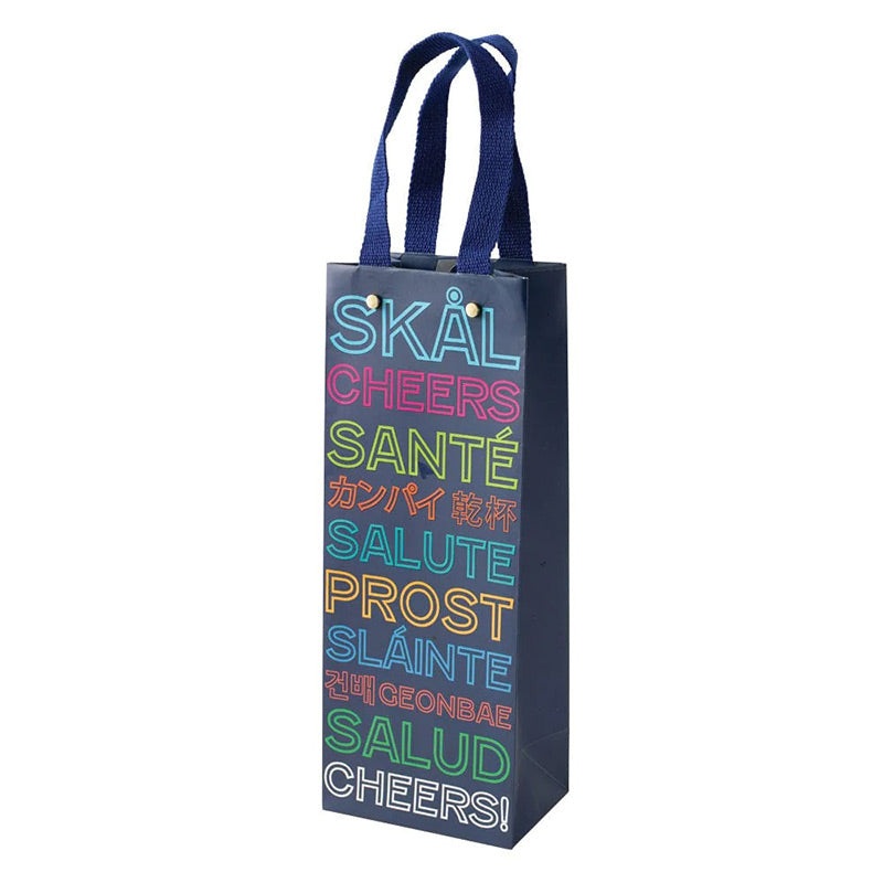 Caspari Cheers Salud Prost Bottle Gift Bag
