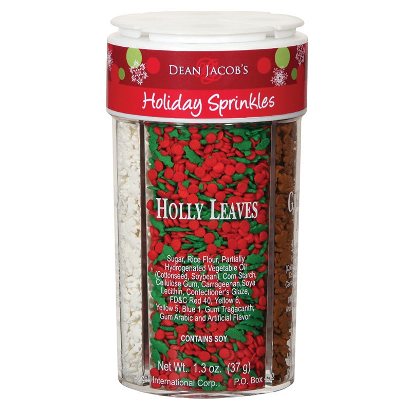 Dean Jacobs' Holiday Shapes Baking Sprinkles in 4 Compartment Bottle