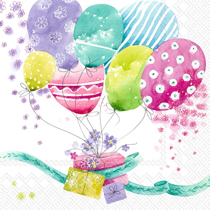 Birthday Balloons Paper Beverage Napkins