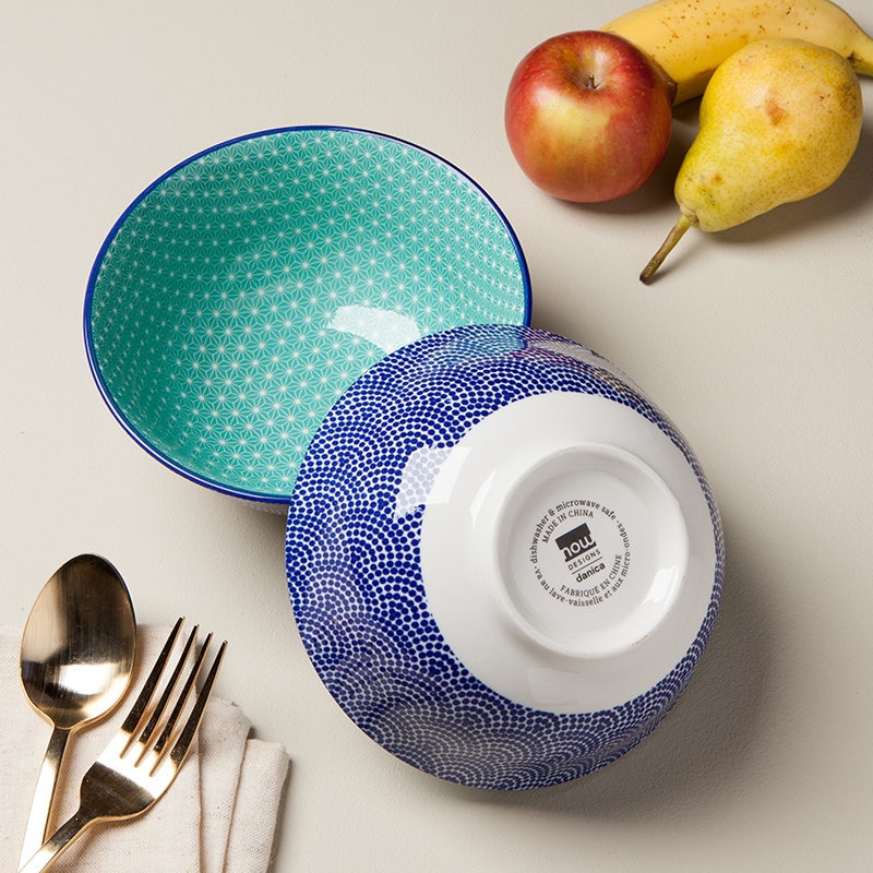 Danica Heirloom Blue Waves Stamped Porcelain Bowl