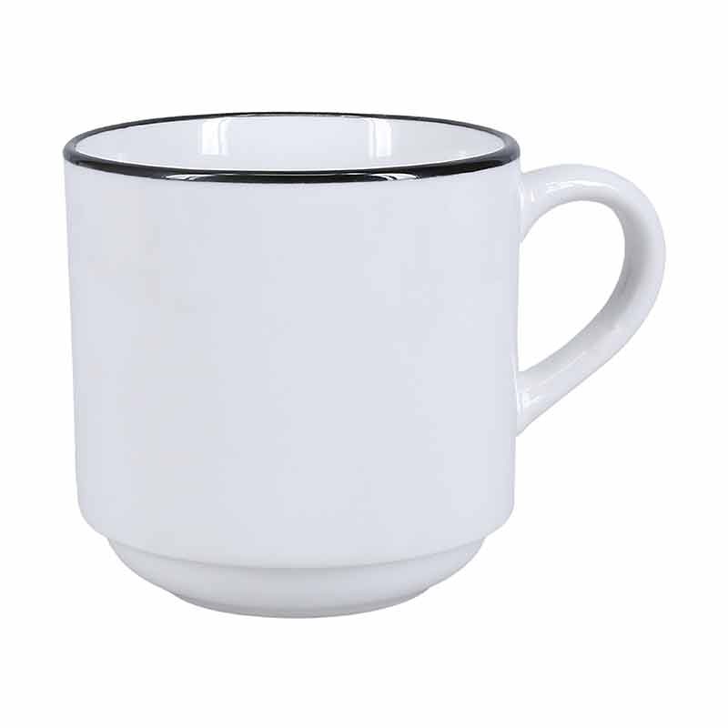 BIA  Cordon Bleu 13 oz Stackable White Mug with Black Rim
