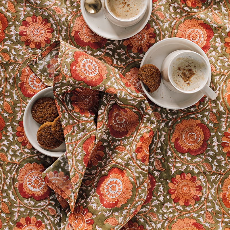 Danica Heirloom Set of 4 Block Print Zinnia Placemats