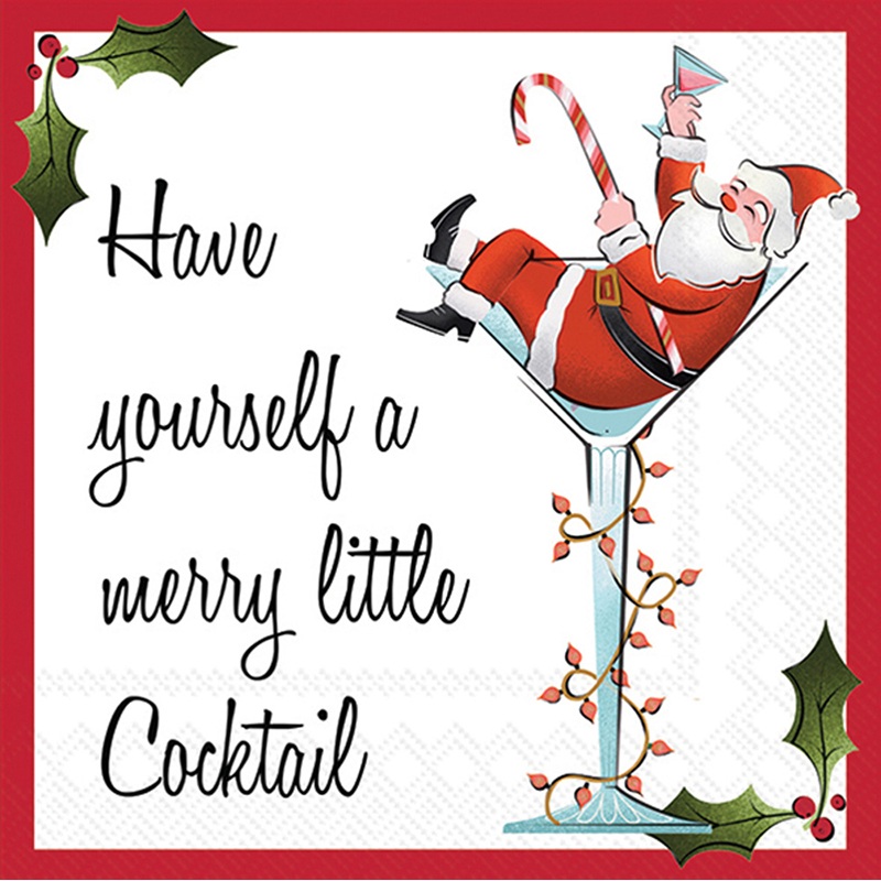 Merry Cocktail Paper Beverage Napkins