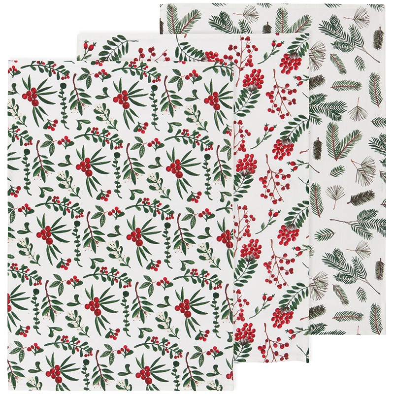 Now Designs Set of 3 Winterberry Floursack Towels