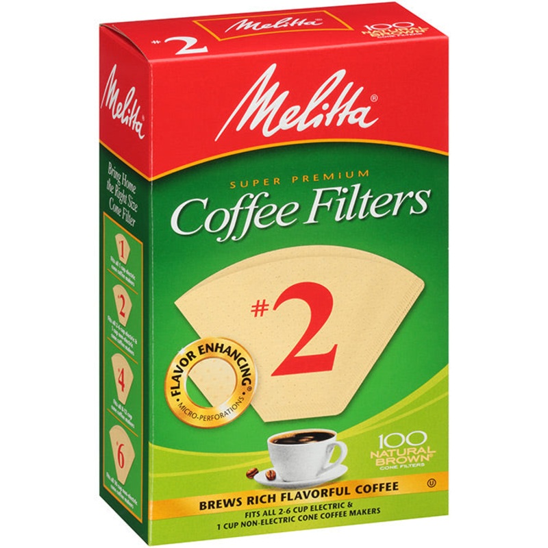 Melitta #2 Cone Filter Paper Natural Brown - 100 Count