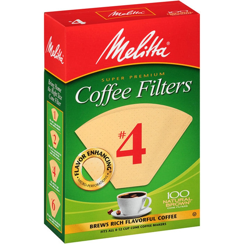 Melitta #4 Cone Filter Paper Natural Brown - 100 Count