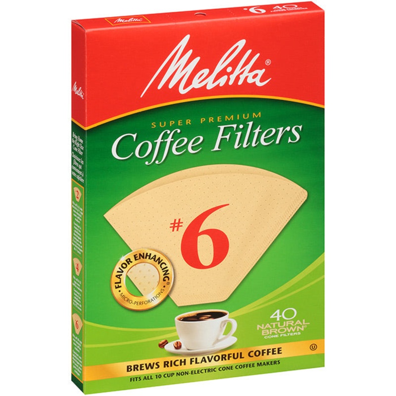 Melitta #6 Cone Filter Paper Natural Brown - 40 Count