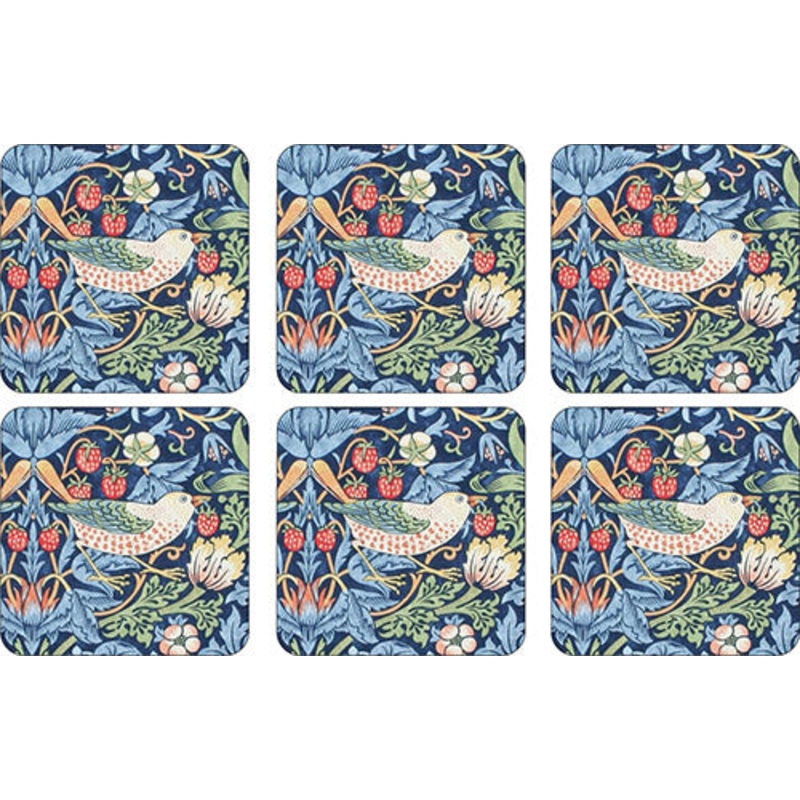 Morris and Co for Pimpernel Strawberry Thief Blue Coasters Set of 6