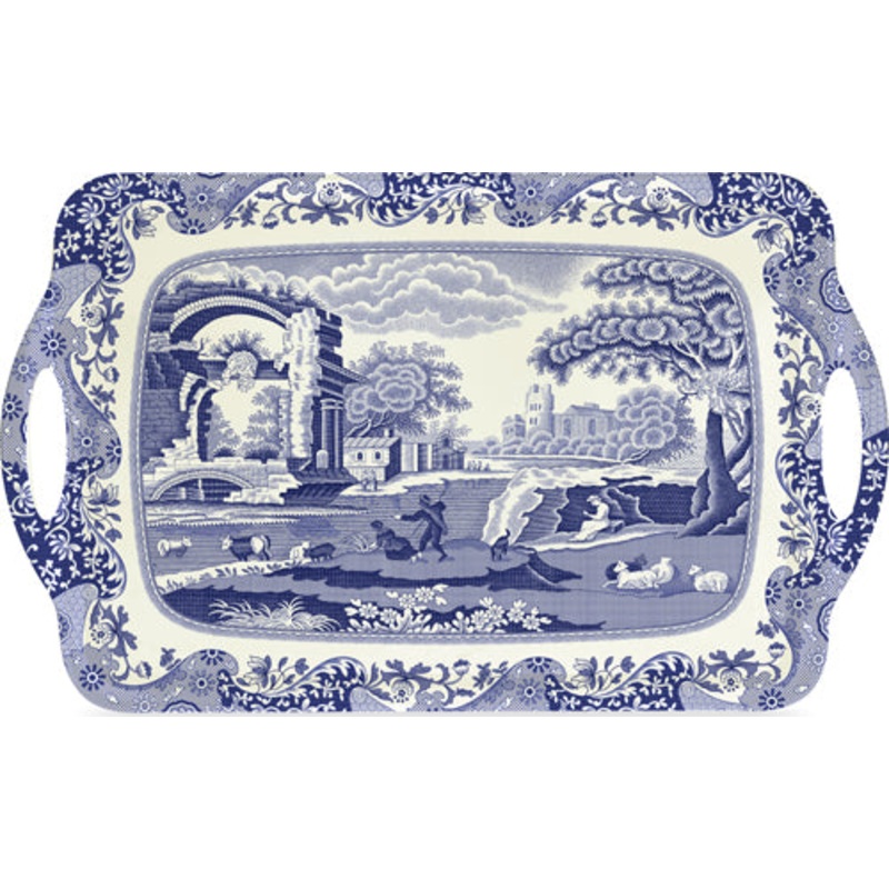 Pimpernel Blue Italian Large Melamine Handled Tray
