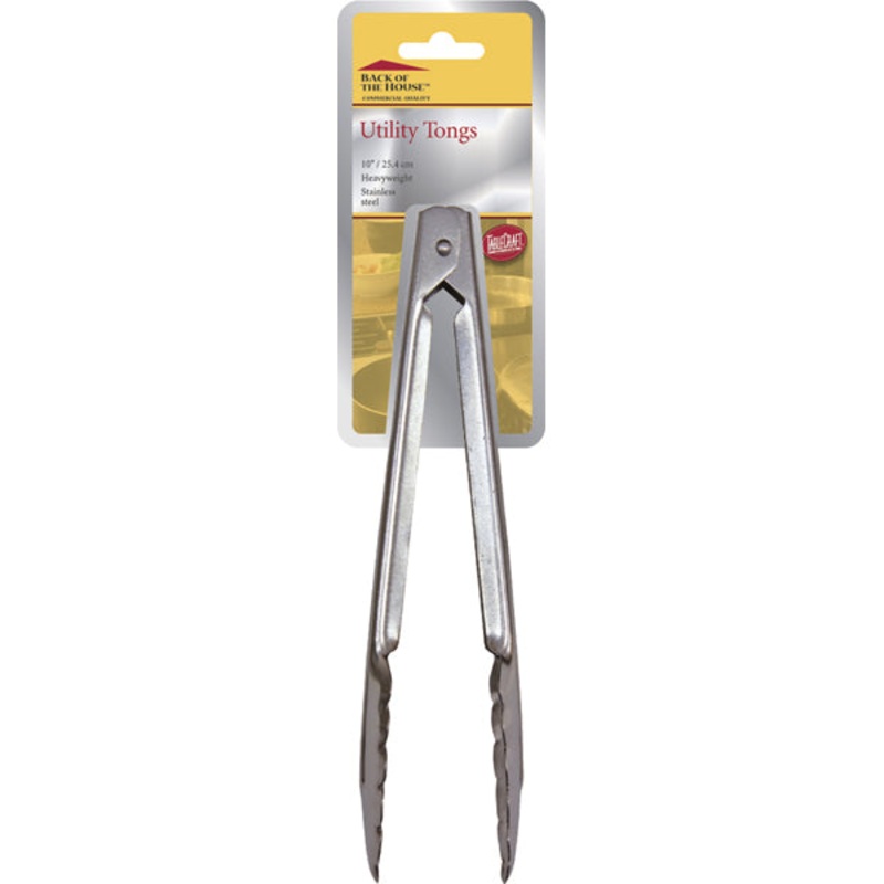 Tablecraft Stainless Steel 10" Utility Tongs