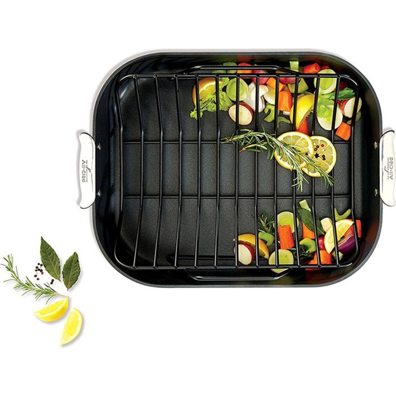 All-Clad 16" x 13" HA1 Hard Anodized Nonstick Roaster Combo