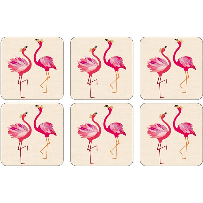 Sara Miller London for Pimpernel Flamingo Coasters Set of 6