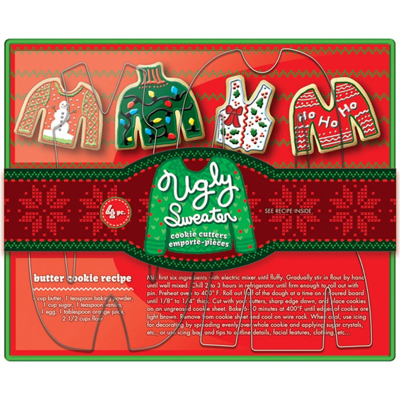 4 Piece Ugly Sweater Cookie Cutter Set