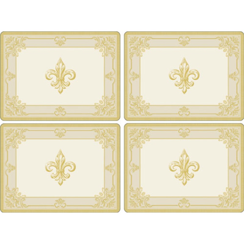 Pimpernel FDC-Fleur de Lys Taupe/Gold Placemats Set of 4