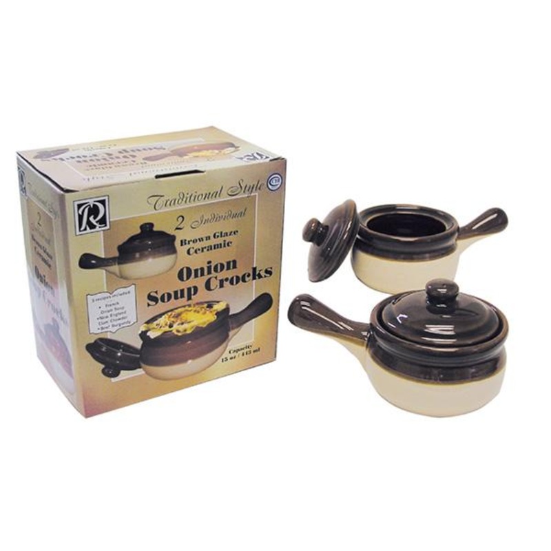 R&M Set of 2 Onion Soup Crocks with Lids