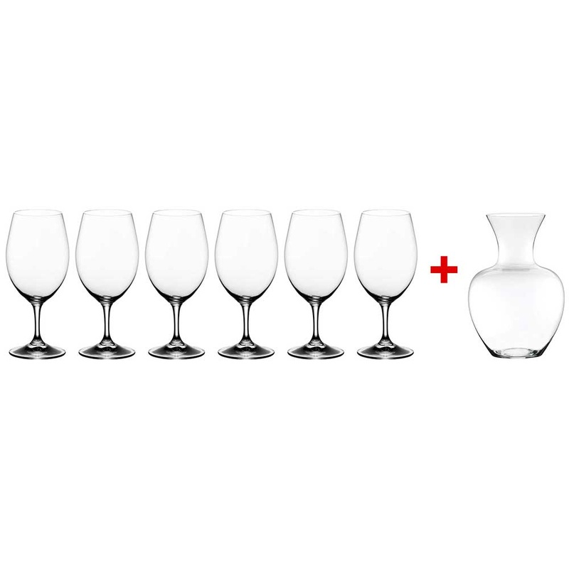 Riedel Ouverture Set of 6 Magnum Glasses & Apple Decanter