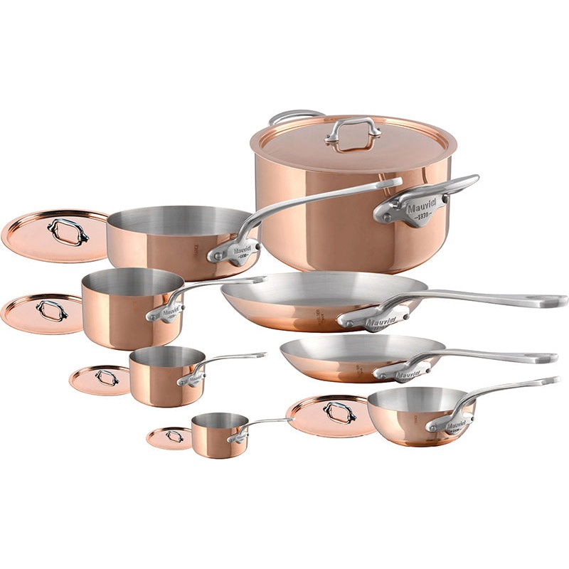 Mauviel M'150s 14 Piece Copper Cookware Set- USED