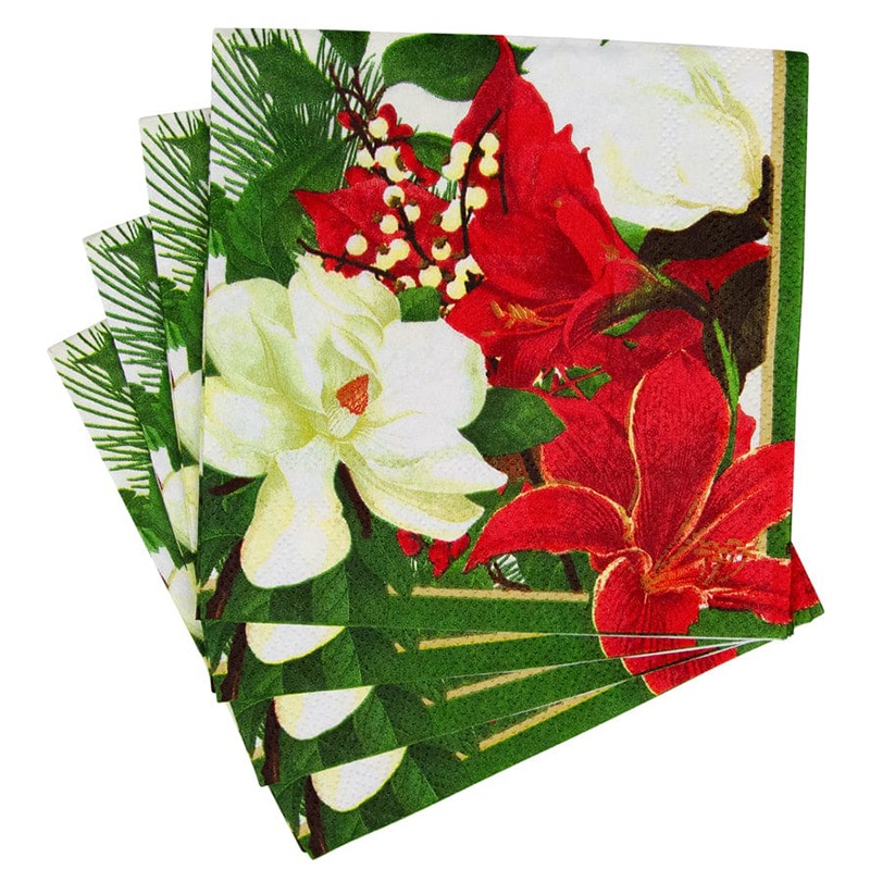 Christmas Garden Paper Beverage Napkins
