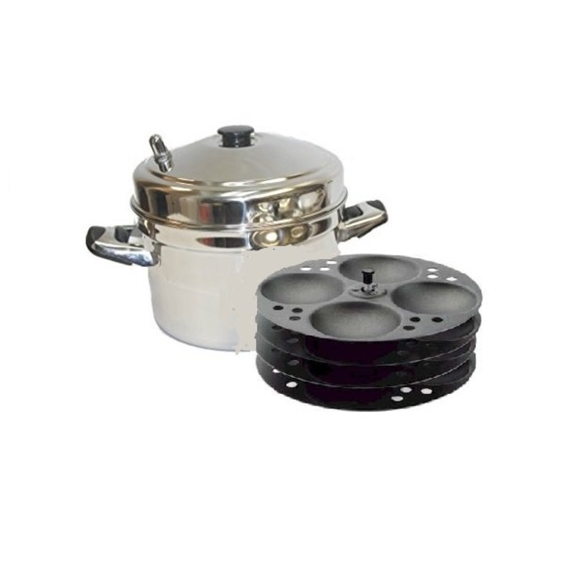 TABAKH Stainless Steel Cooker With 4-Racks Non-Stick Idly Stand, Makes 16 Idlis