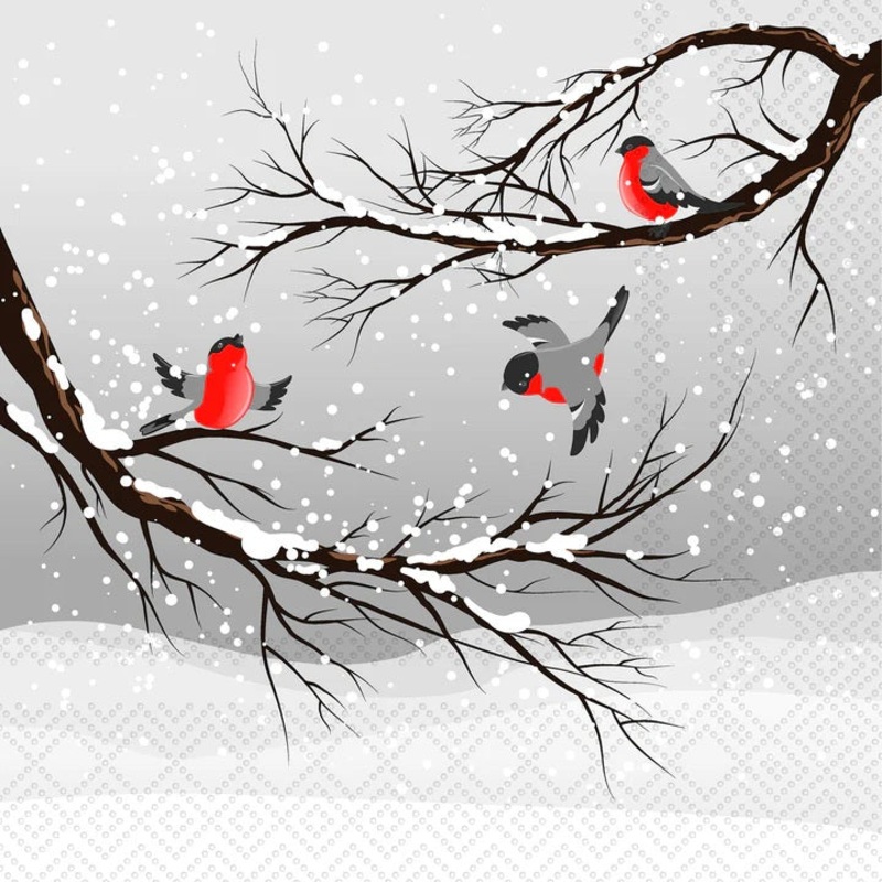 Winter Branch Paper Beverage Napkins