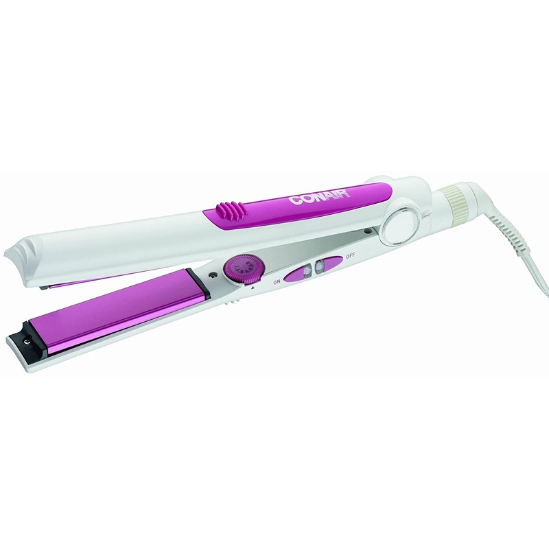 Conair Ceramic Flat Iron; 1-inch; White / Pink