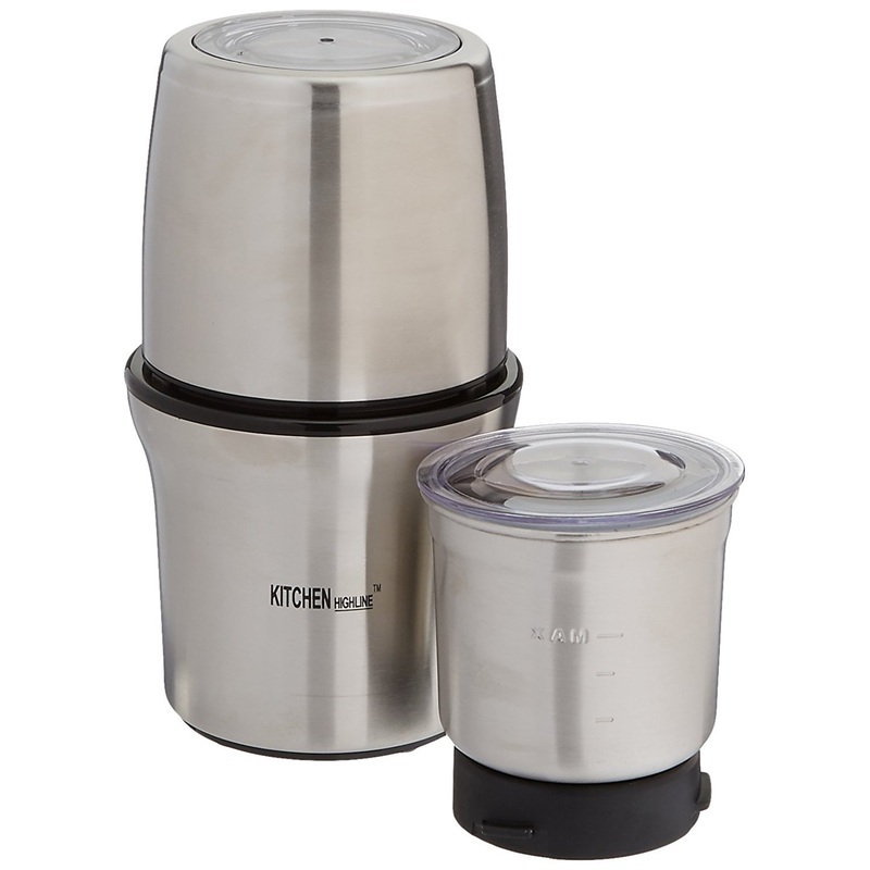Kitchen Highline SP-7412S Stainless Steel Wet and Dry Coffee/Spice/Chutney Grinder with Two Bowls (220V)