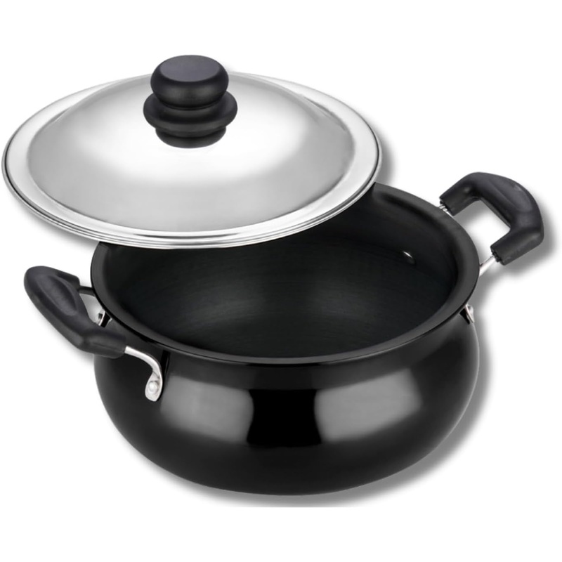 Vinod Black Pearl Hard Anodised Handi with Lid 5.0 Liters Medium