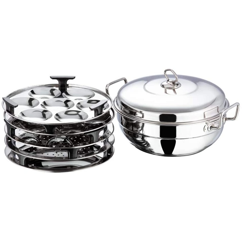 Vinod Stainless Steel Multi Kadai, Idli Cooker, Dhokla Maker, Induction Friendly (Sandwich Bottom)
