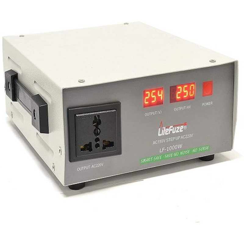 LiteFuze Automatic 1000-Watt Voltage Converter Transformer - Step Up - 110V/220V - Circuit Breaker Protection -Heavy Duty/ - Wattage Detection Technology - Ultra Compact - Light [5-Years Warranty]