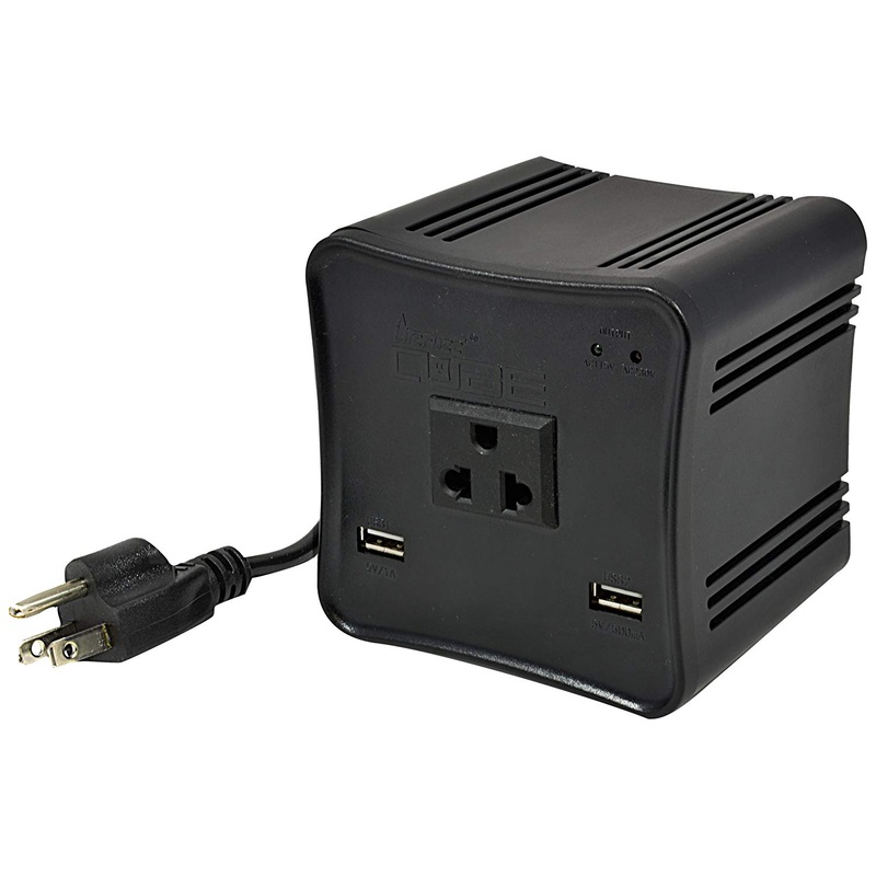 LiteFuze cube 500 watt 110V - 220V Automatic Compact Voltage Transformer with Dual USB Input for iPhone, iPod, & Cellphone Chargers